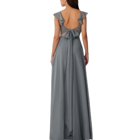 Azazie Everett Dress Steel Gray Size 8 - Picture 4 of 16